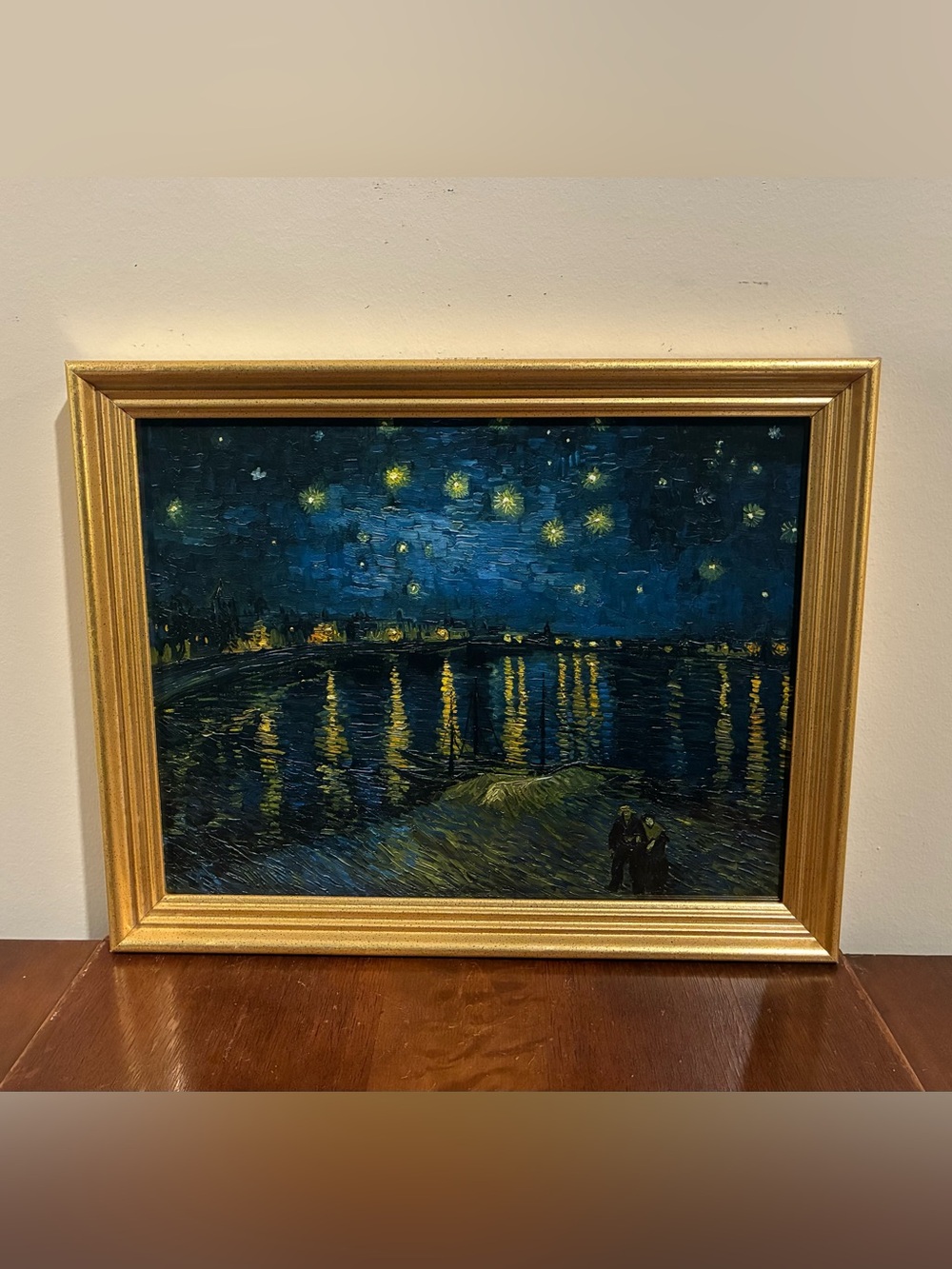 Van Gogh Starry Night Over Rhone Framed Print 14.5x11.5 Gold Gallery Wall Art